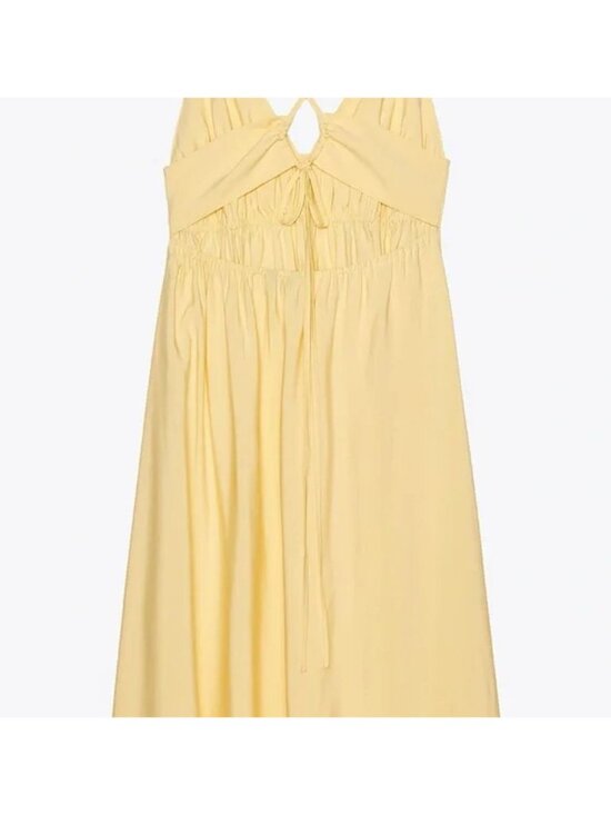 Zara Womens Sunny Flowy Spaghetti Strap Maxi Dress Size Medium Yellow SP NWT - Picture 9 of 12